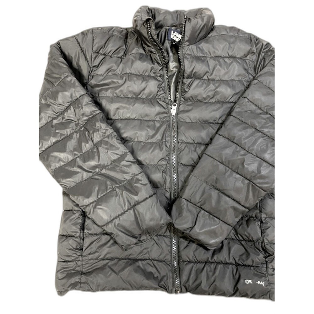 Lands’ End Boys Black Quilted Jacket Size L (14) – Black Zip Front